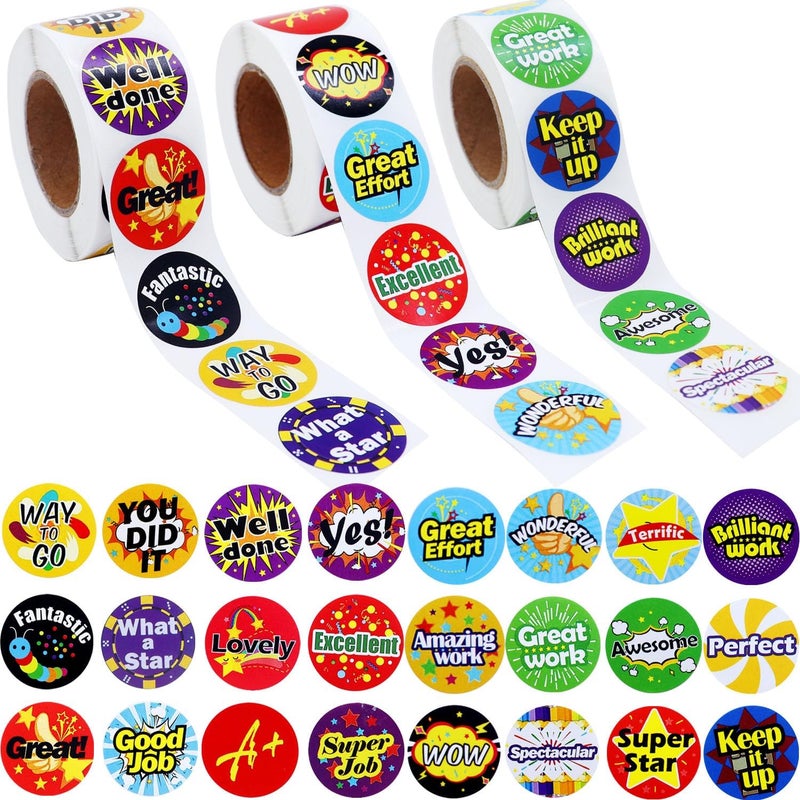 HOXBUR 1500Pcs Stickers for Kids Classroom, 24 Design Styles Teacher Students Reward Stickers for School Classroom Supplies - Image 1